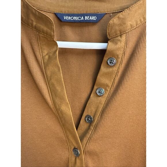 Veronica Beard Brown Coralee Cotton Blend Puff Sleeve Womens Blouse Top Size M - Picture 9 of 10